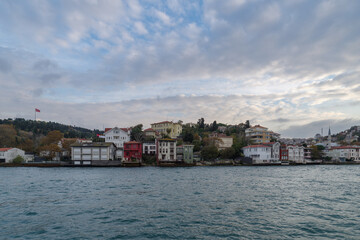 Istanbul coastline on Bosporus strait panorama, Turkey