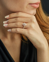 Colorful diamond rings on female model