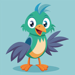cute cartoon bird with a smile vector illustration on white background 