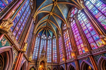 Fototapeta premium Sainte-Chapelle's breathtaking stained glass windows, profound depth of field.