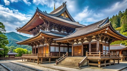 Fototapeta premium Saijo, Ehime's Kouonji Temple: a stunning high-resolution image of its main hall.