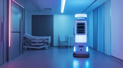 Autonomous Medical Robot in Modern Hospital Corridor