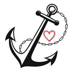 anchor with a red heart vector design © Mdaminul