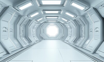 Fototapeta premium A futuristic corridor with bright lighting and sleek, modern design.