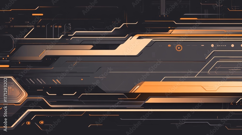 Poster abstract digital design featuring sleek lines and a futuristic color palette.