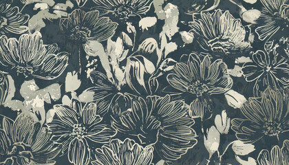 Floral pattern with colorful blossoms and leaves in a seamless decorative design