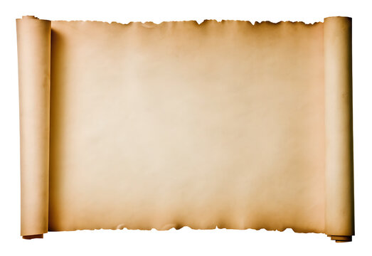 old paper sheet scroll on isolated white background PNG.AI GENERATED