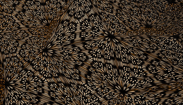 Intricate golden starburst pattern on a dark background