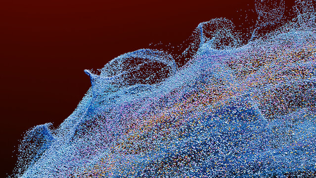 Dynamic abstract 3D particle background with vibrant color palette