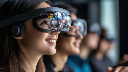 Team Members Using Augmented Reality in Creative Office