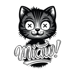 cartoon cat head with the words 