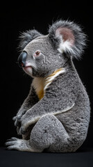 Obraz premium striking side view of koala with fluffy ears and curious expression, showcasing its unique features and charm