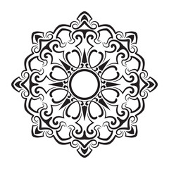 black and white mandala ornament  round lace decoration