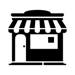 Black silhouette of storefront, Store icon symbol.