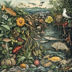 Waterfront Ecosystem: Diverse Life in a River