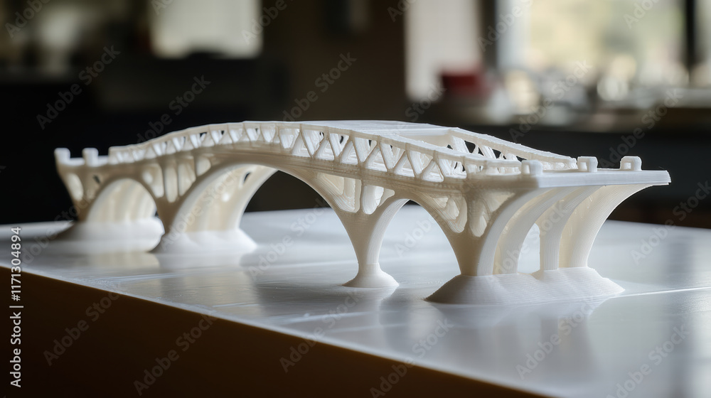 Poster 3d printed model of bridge showcasing engineering marvel and design. this intricate structure highli