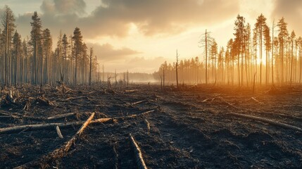 Fototapeta premium Barren Forests Under Bright Midday Sunlight