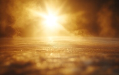 Obraz premium Golden sunrise over misty, icy landscape.