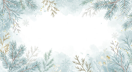 Winter Wonderland Watercolor Border Festive Holiday Christmas New Year Background
