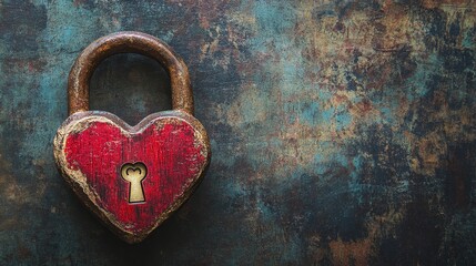 A vintage heart-shaped padlock on a textured background, symbolizing love and security.