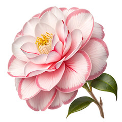 Pink camellia flower on isolated on white