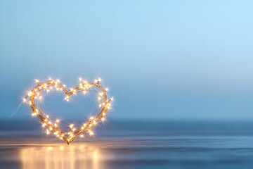 Fototapeta premium Glowing heart lights, romantic symbol, soft background, Valentine's Day card