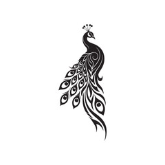 peacock parakeet animals swan birds icon silhouette vector art flat design outline illustrations