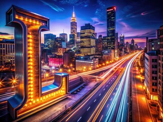 Obraz premium Starry nights illuminate city lights; captivating long exposure dark night photography reveals luminous cityscapes.