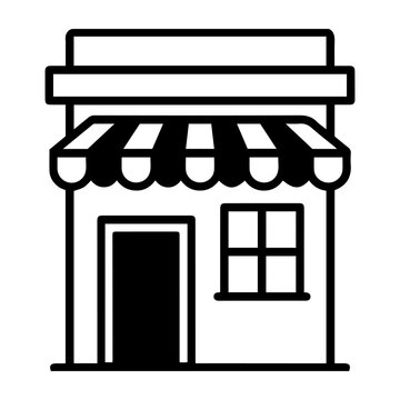 recommend clip art: Black silhouette of storefront, Store icon symbol.