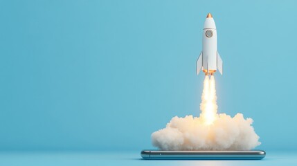 Rocket taking off from a cell phone