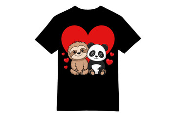Heartful Companions Sloth and Panda Valentine's T-Shirt