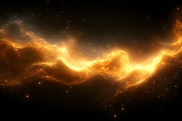 Glowing orange nebula swirls in dark space.