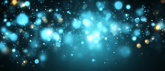 Obraz premium Abstract teal and gold bokeh lights.