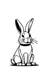 A seated rabbit looking forward