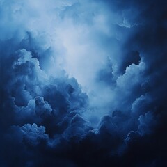 Naklejka premium Blue Sky and Smoke Texture with Clouds and Mist in Dark Background