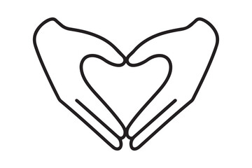 Heart-Shaped Hands Line Art Symbolizing Love and Care