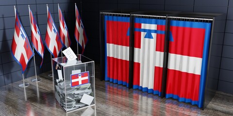Piedmont - voting cabin, ballot box and flags at polling station - 3D illustration