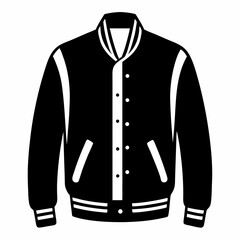 Simple Varsity Jacket Black Silhouette Vector on White Background