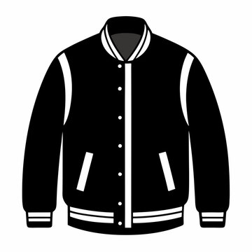 recommend clip art: Simple Varsity Jacket Black Silhouette Vector on White Background