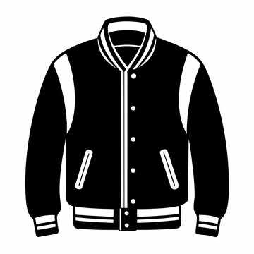 recommend clip art: Simple Varsity Jacket Black Silhouette Vector on White Background