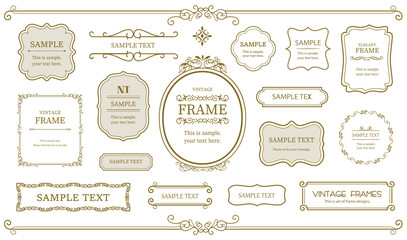 Set of Decorative vintage frames and borders set. Design elements set. Vector design. collection for invitation, menu and page..eps