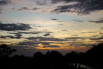 Beautiful clouds. Dramatic majestic scenery sunset. Sky with clouds in Sunrise sky light background. Sunrise with clouds in various shapes. Sunset background