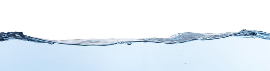 isolated rippled waterline on white background with underwater view closeup, abstract background texture banner with copy space