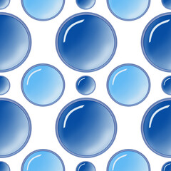 Blue Round Geometric Shapes Seamless Pattern