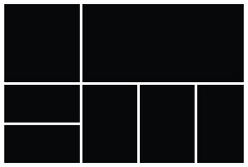 Empty photo collage vector template. Background and rectangle shape for wall moodboard. Picture frame texture pattern for wall gallery presentation.