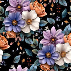 Seamless Pattern Design with Colorful Flowers – Perfect for Home Textiles, Fabric Design, Wall Decor, Scrapbooking, Digital Paper, Notebooks, and More