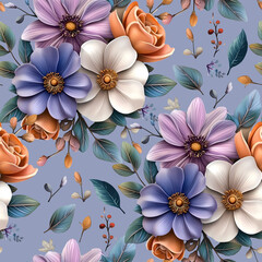 Seamless Pattern Design with Colorful Flowers – Perfect for Home Textiles, Fabric Design, Wall Decor, Scrapbooking, Digital Paper, Notebooks, and More