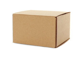 One blank cardboard box isolated on white. Mockup for design