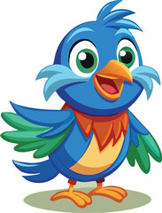 cartoon blue bird with a smile vector illustration
