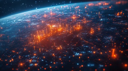Fototapeta premium Global network connections illustrated on a digital world map